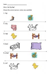 English Worksheet: Can Pig Nap?