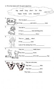 English Worksheet: adjectives to describe the body parts of toys