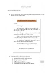 English Worksheet: Making complaints