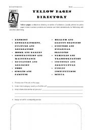 English worksheet: Yellow Pages