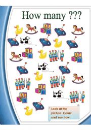 English Worksheet: How many toys?   = count, say, write. (2 pages)