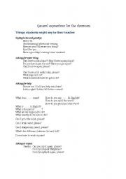 English Worksheet: Using Classroom Language for teacher and students 