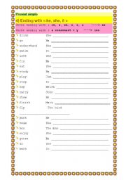 English Worksheet: present simple endings with 