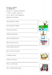 English worksheet: Simple Present, negative, drill