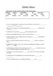 English Worksheet: Holiday Taboos