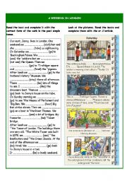 English Worksheet: A weekend in London - past simple and articles