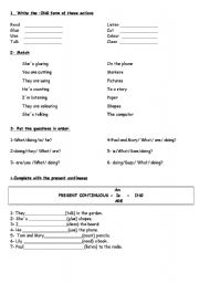 English Worksheet: Present continuous Practice