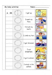 English Worksheet: my daily activities