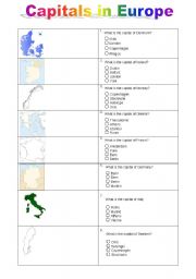 English Worksheet: Capitals in Europe