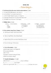 English Worksheet: Future Going to (written test)