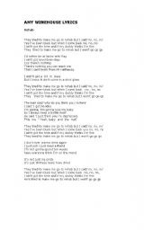 English worksheet: Rehab  (  by  Amy  Winehouse )  song  worksheet