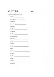 English worksheet: Clothes