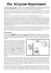 English Worksheet: milgram experiment / the wave (morton rhue)