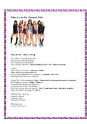 English Worksheet: When I Grow Up -   PussyCat Dolls 