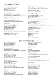 English worksheet: Song Feel by Robbie Williams