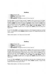 English Worksheet: bob marley biography