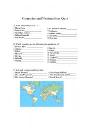 Countries and Nationalities Quiz