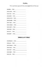 English Worksheet: Plural Nouns