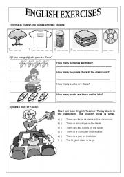 English Worksheet: THERE TO BE EXERCISES