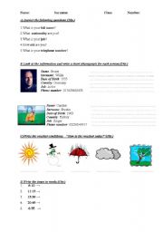 English worksheet: worksheet for beginners