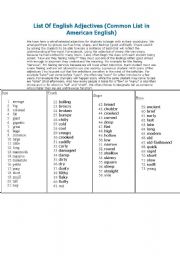 list of adjectives