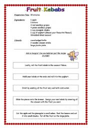 English Worksheet: Fruit Kebabs