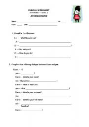 English worksheet: INTRODUCTIONS