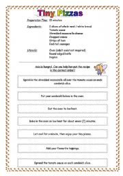 English worksheet: Tiny Pizzas