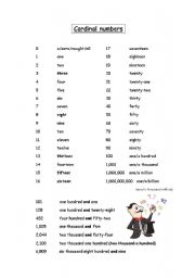 English Worksheet: cardinal numbers