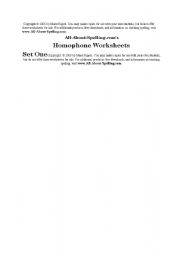 English Worksheet: Homophones