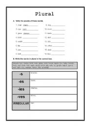 English Worksheet: irregular plurals