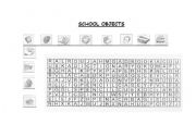 English worksheet: Word search school objects