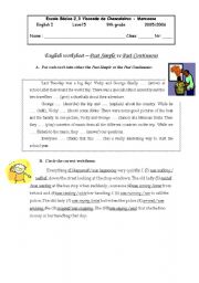 English Worksheet: past simple vs past cont.