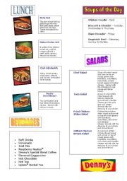 English Worksheet: Dennys menu