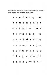 English Worksheet: Shapes Wordsearch