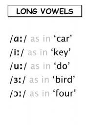 English Worksheet: Phonetics: Long vowels