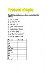 English worksheet: present simple