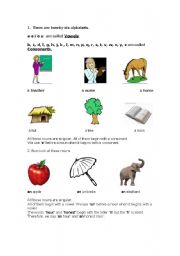 English Worksheet: A/an