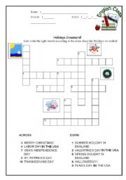 English Worksheet: Months corssword