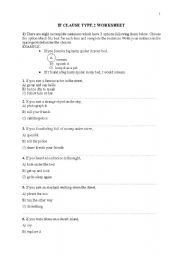 English worksheet: if clause type 2 