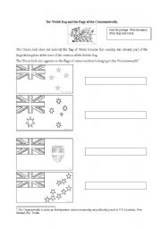 English worksheet: The Welsh flag and the flags of the Commonwealth