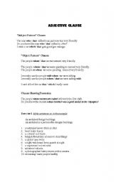 English Worksheet: Relative Clause/Adjective Clause