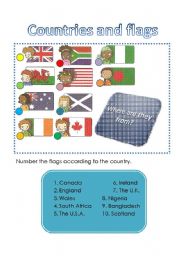 English Worksheet: Countries and flags