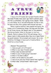 English Worksheet: A true friend