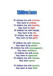 CHILDREN LEARN POEM