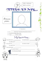 English Worksheet: This is me... (2 pages)