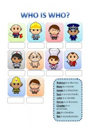 English Worksheet: Who is who? - Jobs