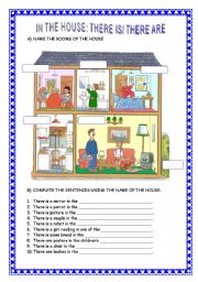 English Worksheet: IN THE HOUSE: THERE IS/ THERE ARE