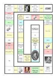 English Worksheet: Simple Past - Was/were Board Game (famous people)