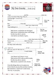 English Worksheet: American elections 1 - My Dear Country - Norah Jones